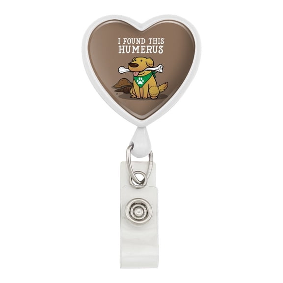 I Found This Humerus Bone Dog Humorous Heart Lanyard Retractable Reel Badge ID Card Holder