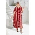 thumbnail image 4 of HAPPY BAY Women's Summer Relaxed Fit Caftan House Sleep Shirt Loungewear Dashiki Dresses for Women 2X-3X Stripes, Maroon, 4 of 6