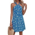 thumbnail image 3 of PRETTYGARDEN Womens Summer Halter Mini Dress Sleeveless Boho Floral Short Sundress Casual Flowy Beach Dresses, 3 of 10
