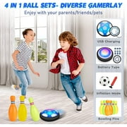 Carsky Hover Soccer Ball Set, 3-in-1 LED Soccer Hockey Bowling Set Indoor/Outdoor Toys, Gifts for 3 4 5 6 7 8+ Years Boy Girl