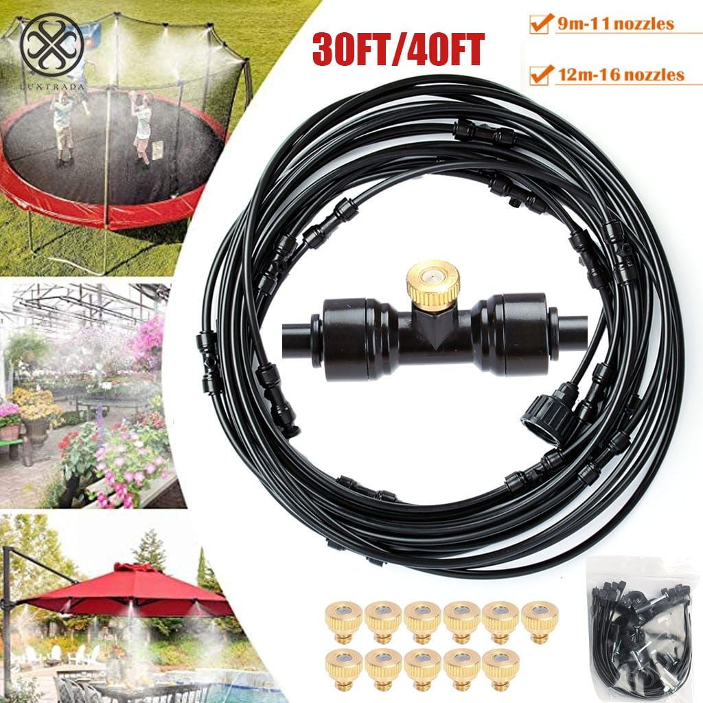 30FT Outdoor Misting Cooling System Garden Irrigation Water Mister Nozzles Set 