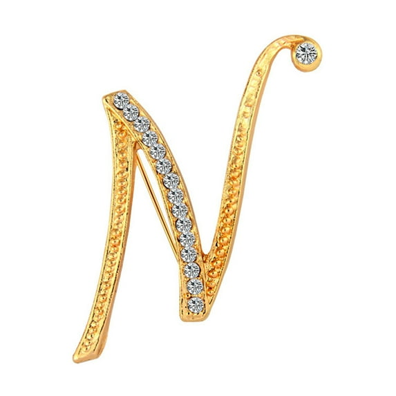 UDIYO 1 Pc Fashion Unisex Rhinestone English Letters Alphabet A-Z Brooch Pin Ornament