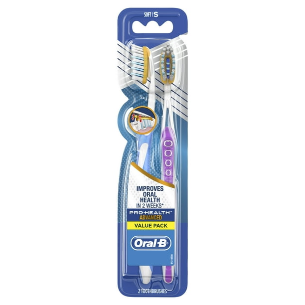 OralB ProHealth Advanced Manual Toothbrush, Soft Bristles, 2 Count