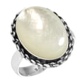 thumbnail image 1 of 925 Sterling Silver Ring For Women White Genuine Mother Of Pearl Gemstone Silver Ring April Birthstone Hand Made Silver Ring Size 9.5 Valentine's Day Gift For Wife 925 Silver Gemstone Jewelry, 1 of 5
