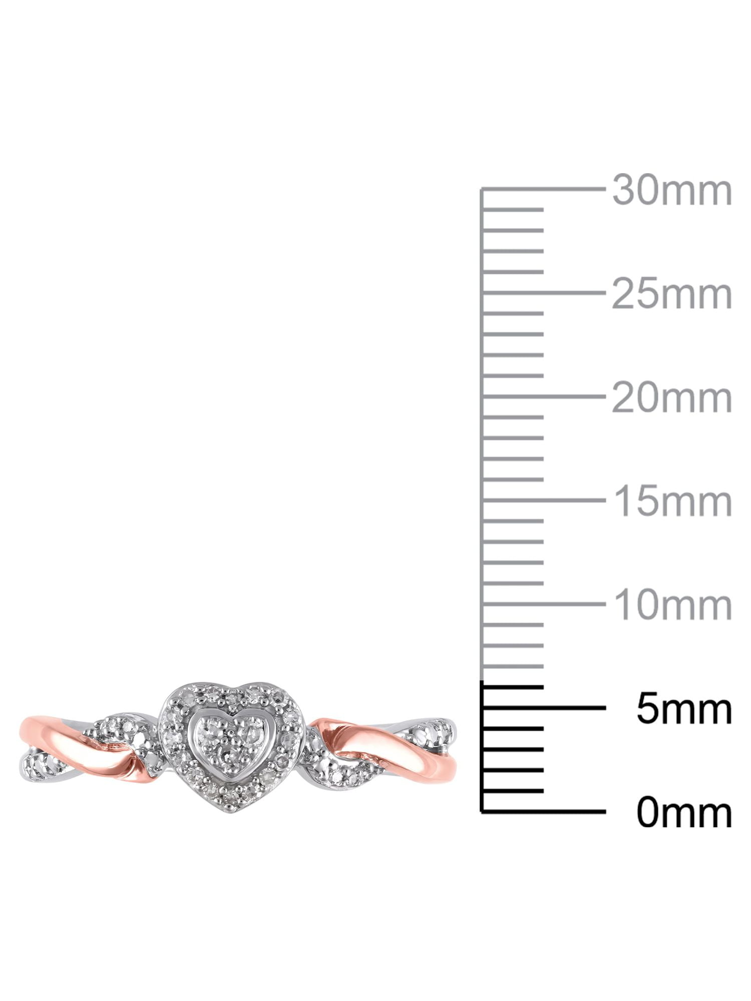 1/10 Carat T.W. (I3 clarity, I-J color) Hold My Hand Diamond Heart Promise Ring in Sterling Silver with 14K Rose Gold Plating, Size 7