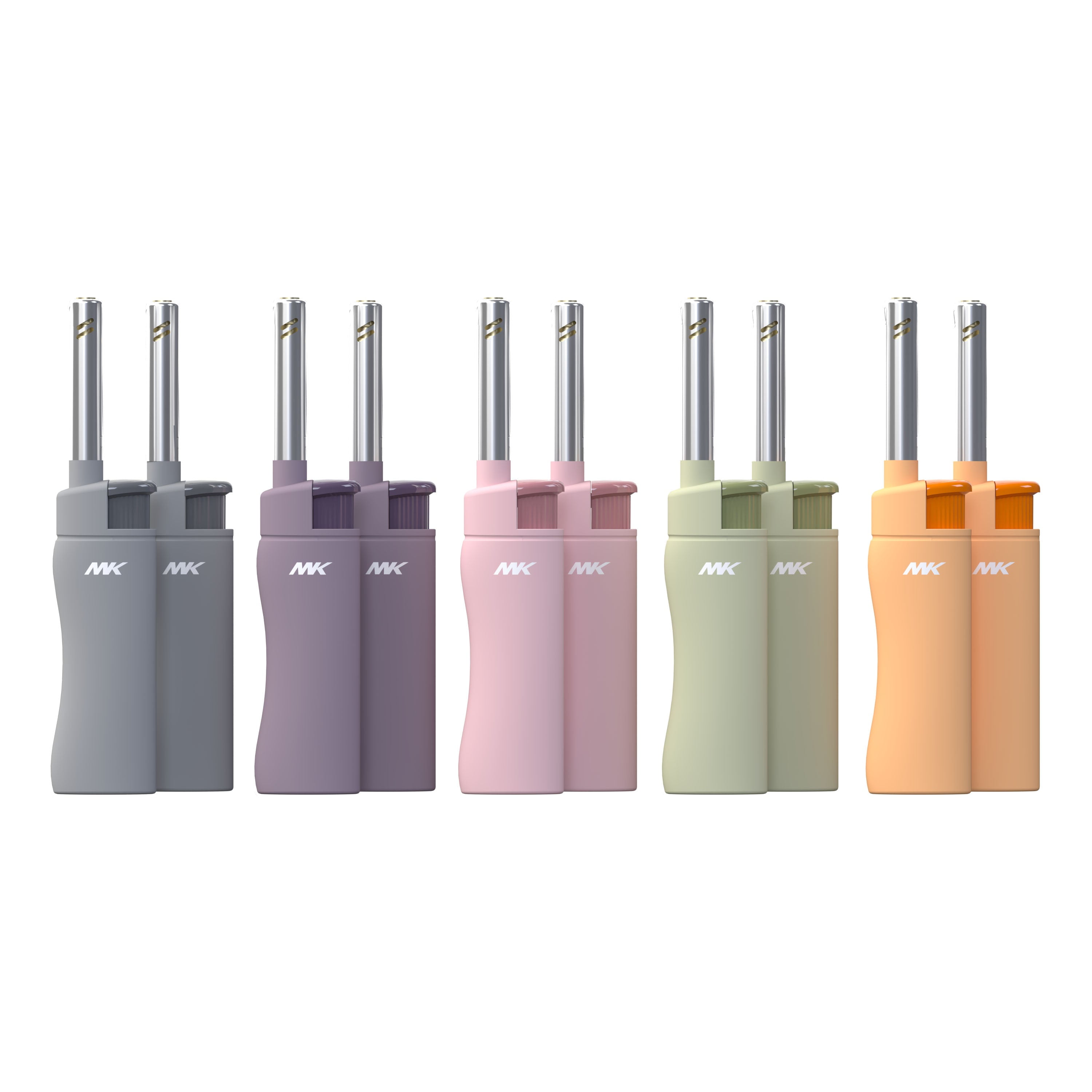 MK Range Pastel Mini Utility Windproof Flame Candle Lighters, Pastel Orange and Pink, 1 pack