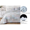 thumbnail image 5 of Chezmoi Collection Holly 3-Piece Washed Cotton Comforter Set King Size, Floral Bedding Set Blue White Pink Green Polka Dot Printed Patchwork Reversible Lightweight Comforter for All Season, 5 of 9