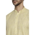thumbnail image 5 of Ethnix Men's Mandarin Collar Solid Textured Staple Kurta Pajama 2-piece set; Light Yellow; SM, 5 of 5