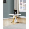 thumbnail image 4 of 2pc White Faux Marble Coffee Table Set with Gold Stainless Steel, 4 of 6