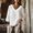 White, variant on Endives Women's Linen Blouse 3/4 Sleeve Tops V Neck Loose Fit Summer Top Beach Vacation Outfit White