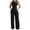 Black, variant on Women's Off Shoulder High Waist Romper - Solid Suspenders Jumpsuit - Polyester, S-XXL