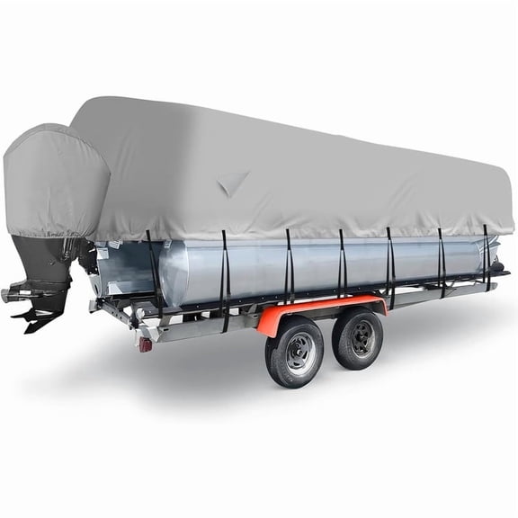 MROOBEST 300D Waterproof Pontoon Boat Cover, Heavy Duty Marine Grade Trailerable Cover for Outdoor Storage & Transport