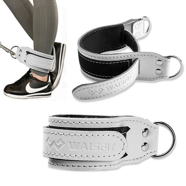 Adjustable Ox Hide Ankle Strap for Leg & Glute Workouts - Single White Fitness Accessory for Cable Machines, Gym Training, and Injury Protection with Secure Fit Design