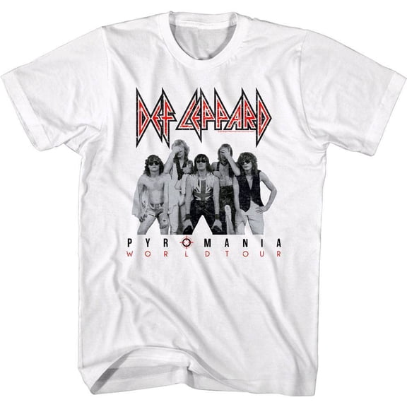 Def Leppard Pyromania World Tour Men's T Shirt (White, Adult6XL)