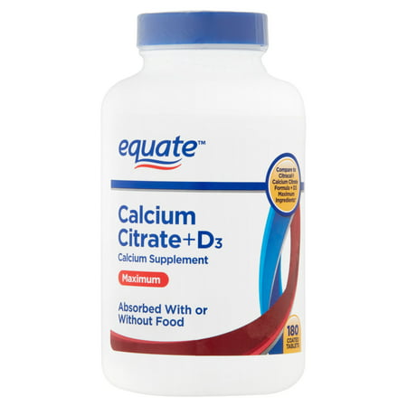equate citrate de calcium, plus D3 Le supplément de calcium maximum comprimés enrobés, 180 count