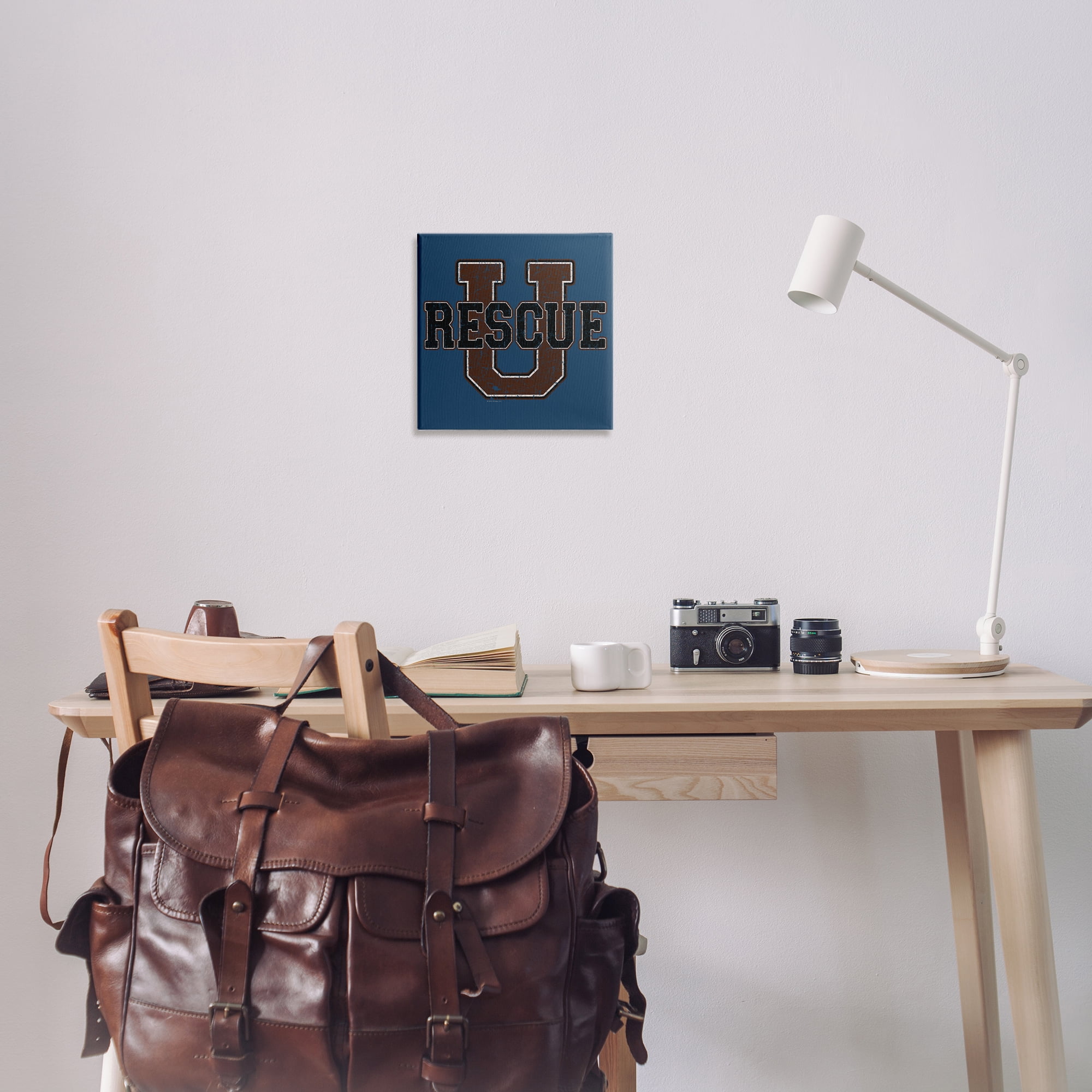 Stupell Industries Rescue U Vintage Varsity Novelty & Humor Painting Wrapped Canvas Art Print Wall Art, 17 x 17