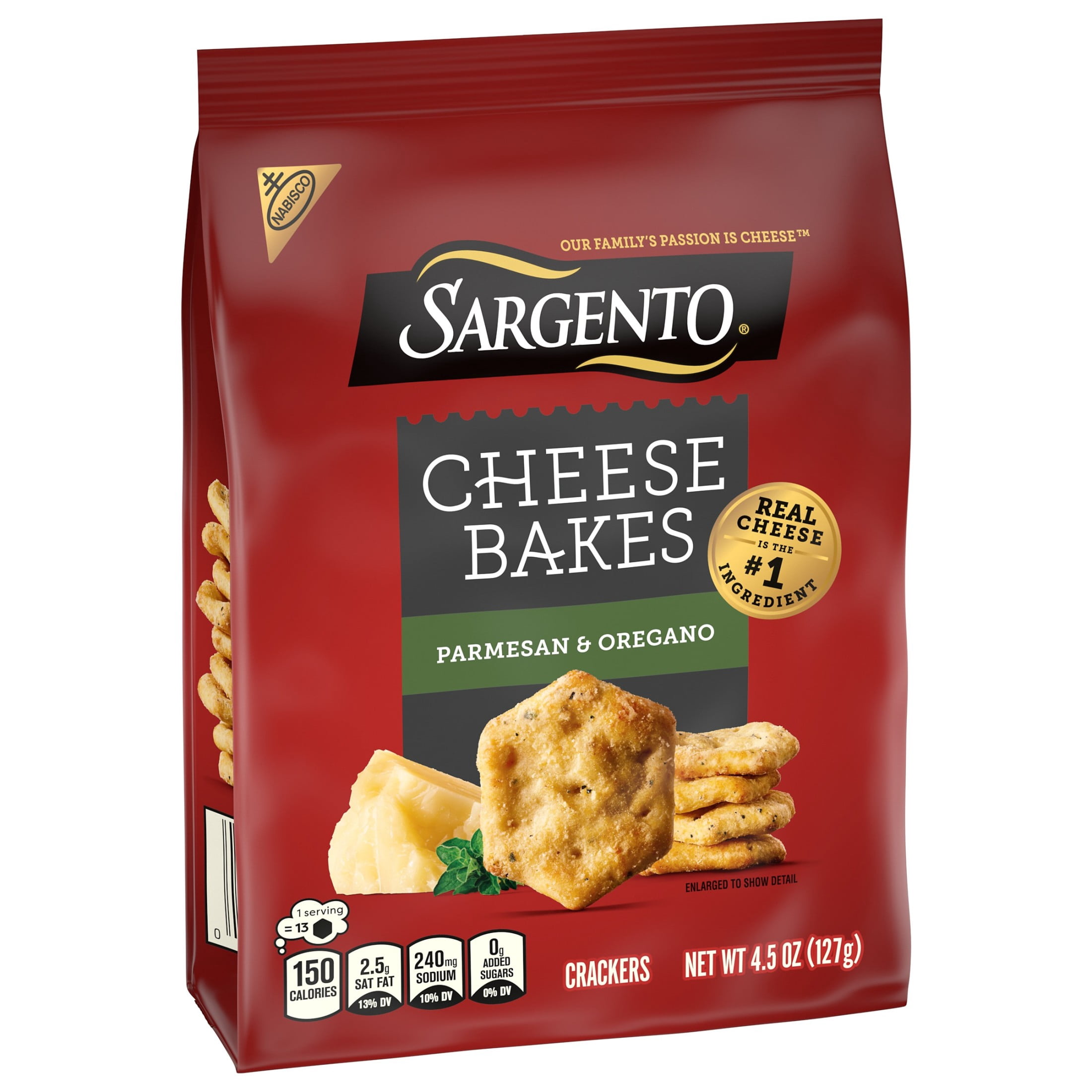 Sargento® Cheese Bakes Parmesan and Oregano Crackers, Cheese Crackers, Lunch Snacks, 4.5 oz