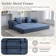 thumbnail image 3 of Jopath 79" Convertible Sofa Bed with Fixed-Shape Frame & Removable Armrests, Modular Corduroy Sleeper Sofa with 2 Pillows,Folding Mattress Couch for Small Spaces - No Assembly Needed,Navy Blue, 3 of 15