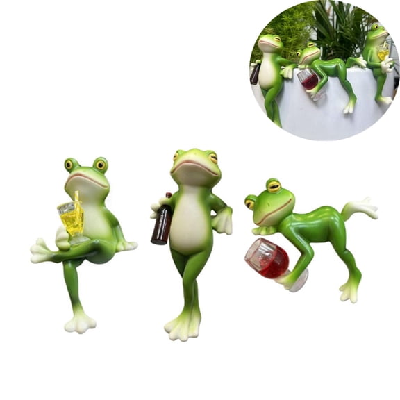 3 Packs Frog Figurines,Garden Decor Outdoor, Waterproof Resin Statue, Plant Decorations for Pots - Collectible for Home Office Yard