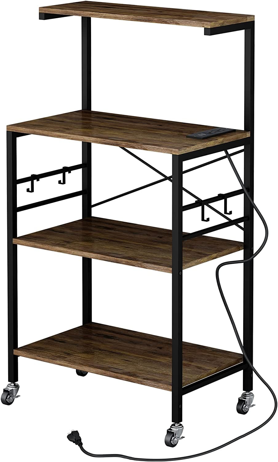 Bakers Rack for Kitchen,4Tier Kitchen Storage Shelf Rack,Microwave