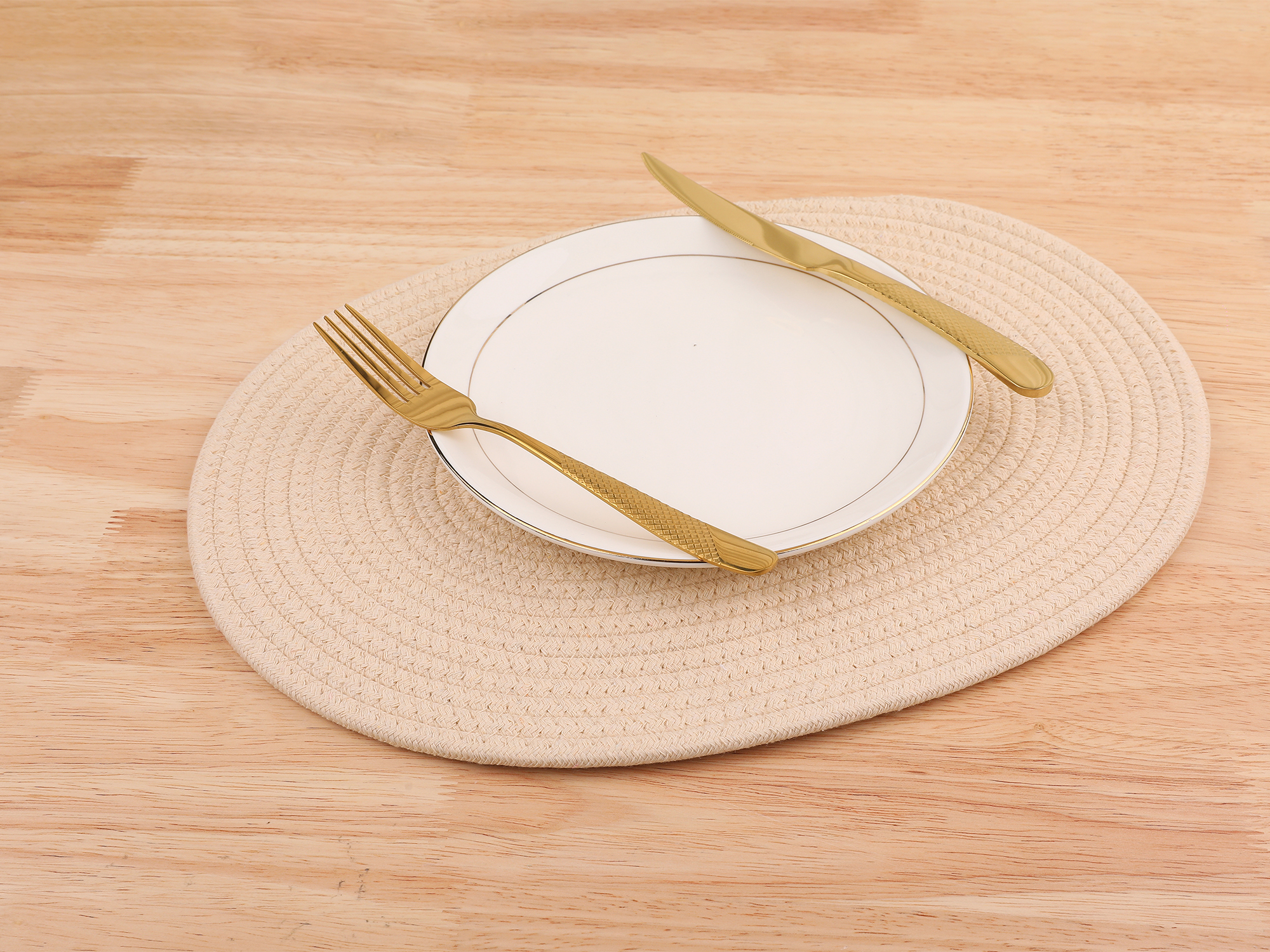 Unique Bargains Set of 4 Cotton Rope Placemats for Dining Table Decor Table Mat Khaki