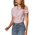 thumbnail image 4 of ATHLECHIC Women's Summer Peter Pan Collar Shirts Button Front Vintage Floral Blouse Top XS Light Pink, 4 of 6