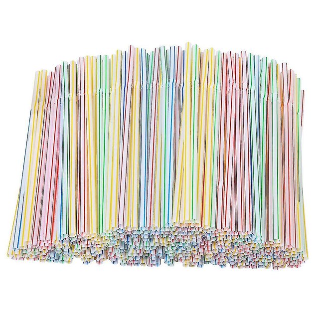 100/200/500pcs Plastic Drinking Straws 8 Inches Long Multi-colored Striped Bedable Disposable Straws zhangyuxiang LED