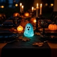 thumbnail image 2 of Halloween Mini Glow In The Dark Ghost Figurines 3 Pack Tiny Resin Spooky Statue for Fall Tabletop Decor and Halloween Party Supplies, 2 of 7