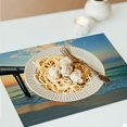 thumbnail image 6 of BCIIG Light Blue Nature Ocean Table Mat Linen Burlap Washable Double-Deck Heat Insulation for Dining Table Kitchen Table Set of 4 18x12in, 6 of 8