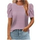thumbnail image 1 of Tops de Manga Corta para las Mujeres Suelto Ajuste Impreso Cuello Redondo Camiseta Suelta Superior, Poliéster Verano Primavera, 1 of 5