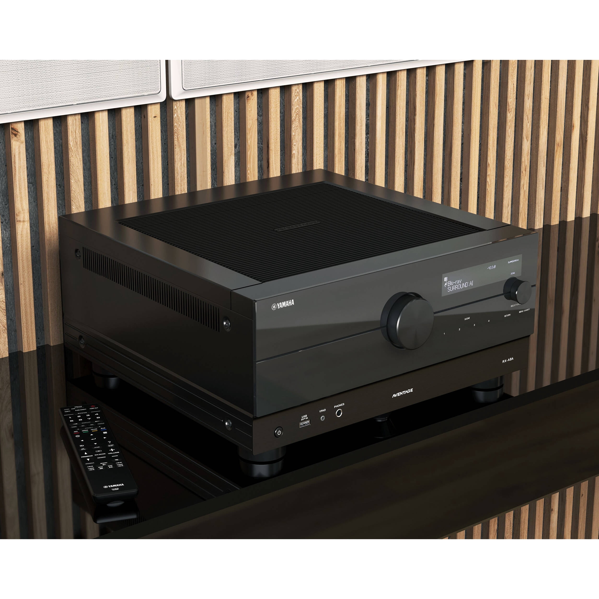 Yamaha AVENTAGE RX-A8A 11.2-Channel Surround Sound Network AV Receiver MusicCast Built-In Wi-Fi and Bluetooth Streaming Home Theater System Bundle With Accessories