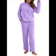 thumbnail image 1 of Pijama de 2 Piezas para Mujer, Conjunto de Ropa de Estar por Casa, Suéter de Punto, Cuello Redondo, Larga, Conjuntos Peludos Púrpura XL, 1 of 8
