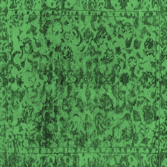 Ahgly Company Indoor Square Abstract Emerald Green Modern Area Rugs, 7' Square