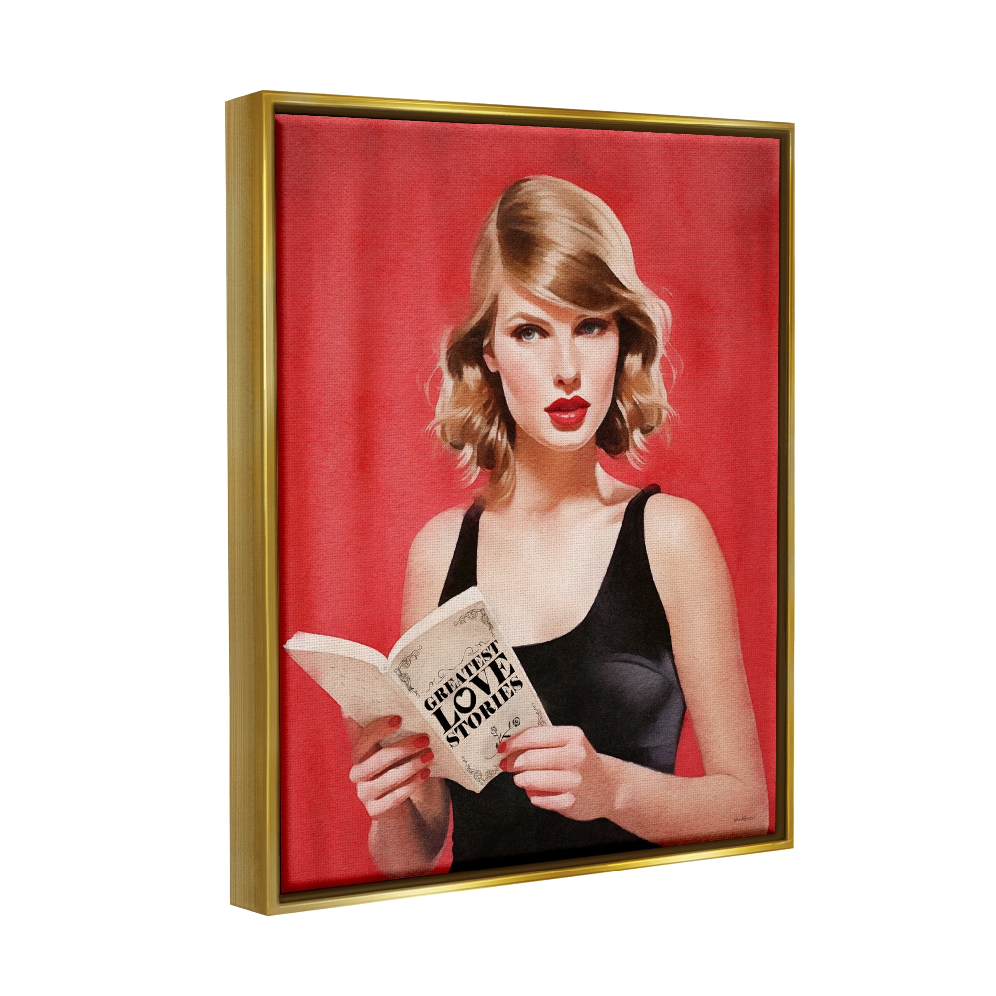 Stupell Industries Popstar Love Stories Literature & Flim Painting Gold Floater Framed Canvas Art Print Wall Art, 25 x 31