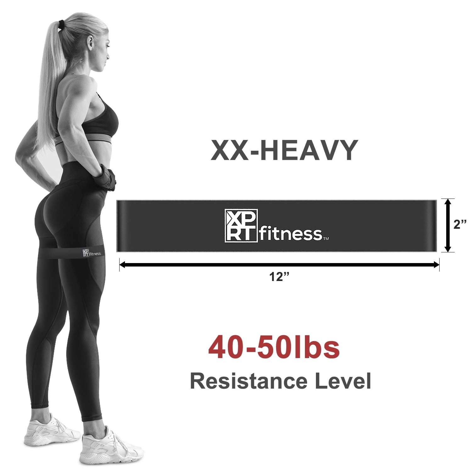 XPRT Fitness Resistance Loop Bands Elastic Exercise Bands Resistance Level XX Heavy Set Of 10