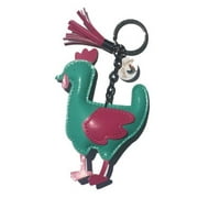 Fluffy Layers 250726 4 x 4 in. PVC Chicken Key Chain with Tassel, Pink & Green