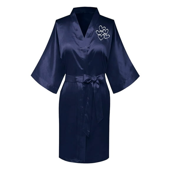 LSLJS Women's Fashionable Front and Back Printed Solid Color Ice Silk Bathrobe Sexy Home Clothing, Robes Gifts for Women
