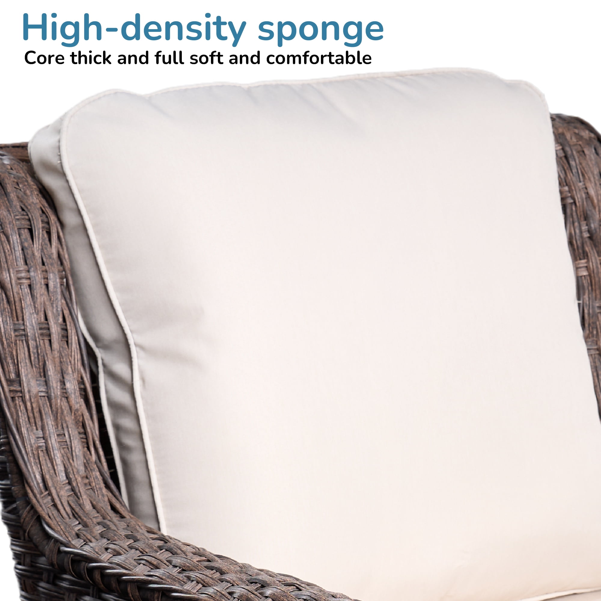 Hzzkey Patio Furniture Set, 5 Pieces Outdoor Sectional Sofa Set, All-Weather Wicker Rattan High Back Patio Conversation Set with Ottoman for Poolside, Backyard, 4.33" Thick Cushions, White