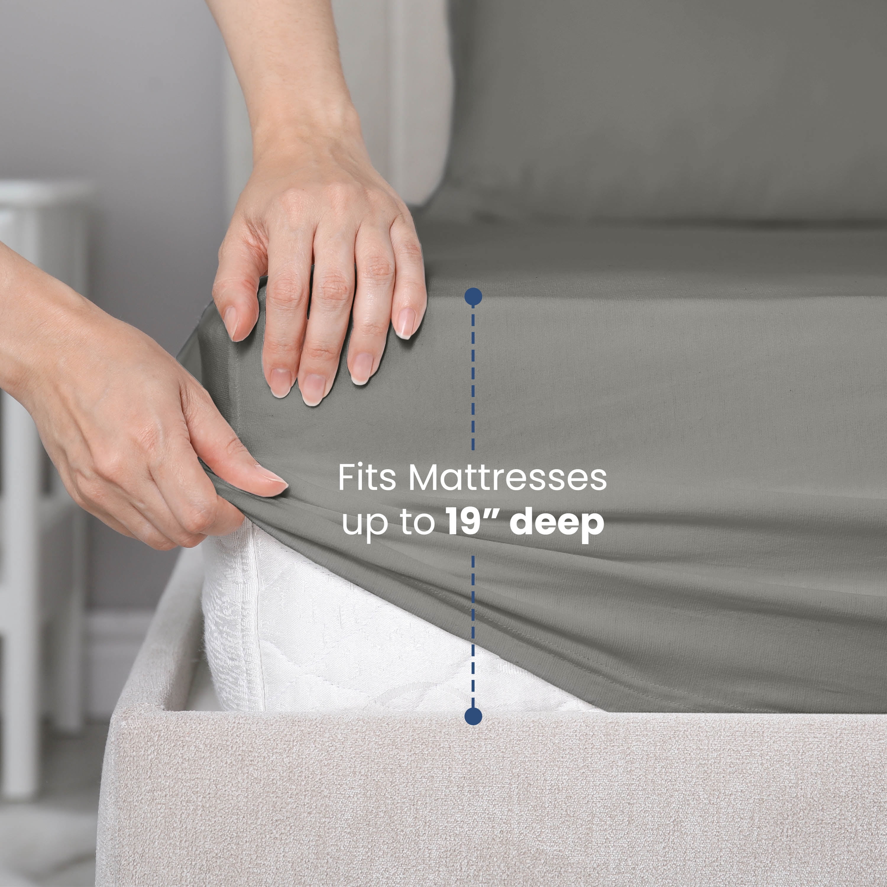 Soft Lightweight 400TC 100% Cotton Sateen Bed Sheet Set – 4-Piece Full – Gray