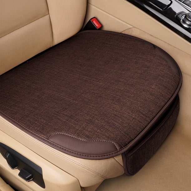 Cojín para asiento de coche, mezcla de lino, almohadilla transpirable con respaldo antideslizante, funda cómoda para el asiento con tela duradera, 50x50x1cm para automóvil, camioneta, SUV