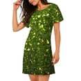 thumbnail image 2 of Sikiie Chemise de Nuit à Manches Courtes Imprimé Pailleté Vert pour Femmes, Col Rond, Pyjama d'Été pour la Maison, 2 of 6