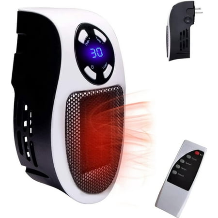 

Happon Space Heater Portable Wall Outlet Space Heater with Thermostat and Timer and Led Display 500 W Safe and Quiet Ceramic Heater Fan Compact for Office Dorm Room (White)