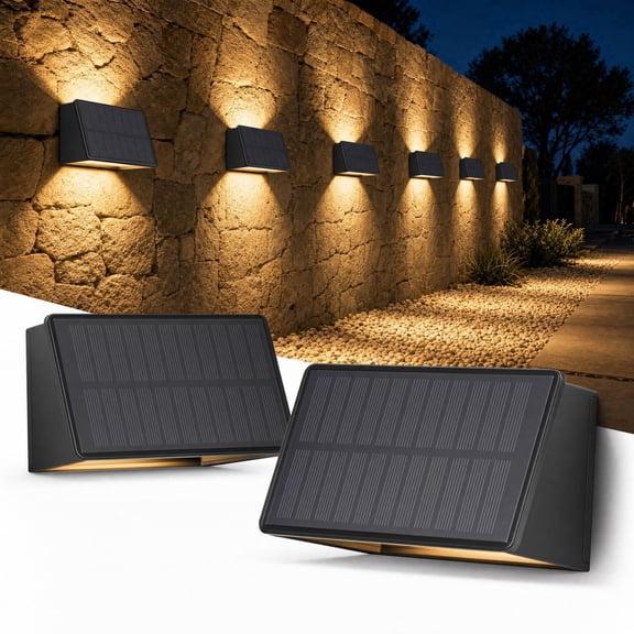 IJIL Solar Lights Outdoor, Waterproof Solar Powered LED Deck Lights for Outside Patio Wall Backyard 2 Pack