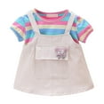 thumbnail image 1 of VBARHMQRT Robe d'Été à Manches Courtes pour Filles, Robe Bébé à Rayures Colorées, Robe d'Été Mignonne pour Bébé, Bretelles, 1 of 7