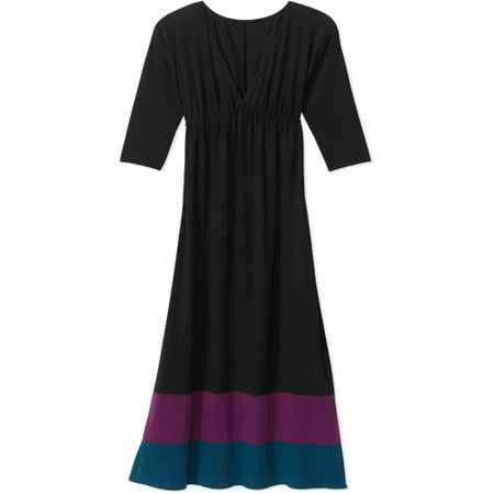 Women's Plus-Size Dolman Colorblock Maxi Dress