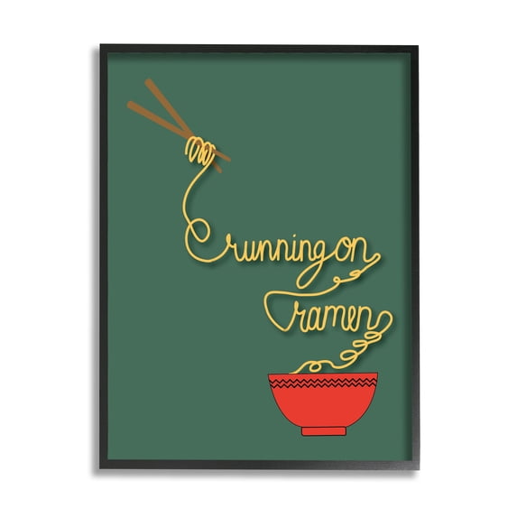 Stupell Industries Running On Ramen Phrase Noodles Chopsticks Bowl, 16 x 20, Designed by Make Much Studios