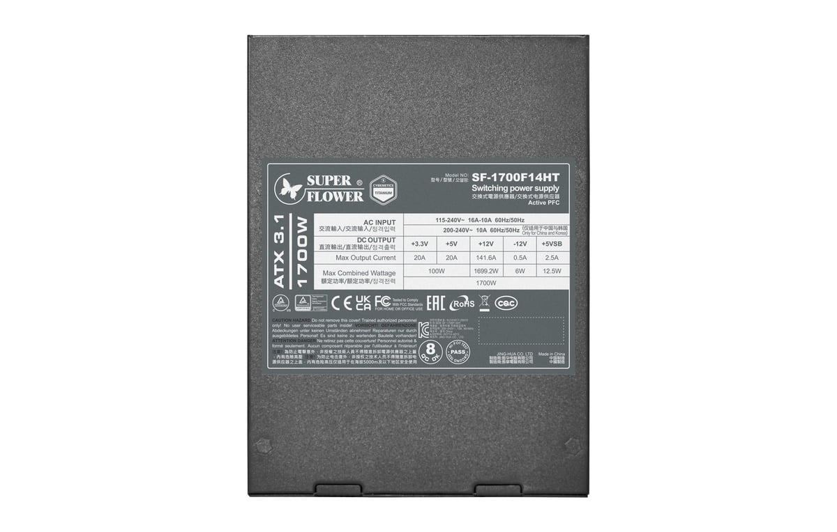 Super Flower Leadex Titanium 1700W ATX 3.1, Cybenetics Titanium Power Supply