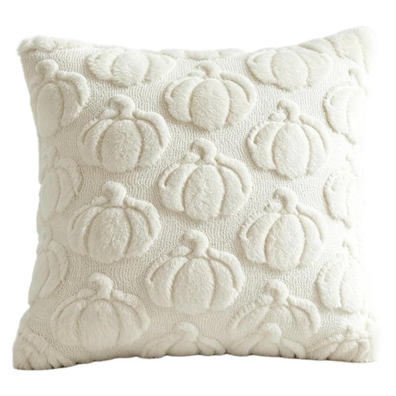 Fall Throw Pillow Covers, Plush 3D Pumpkin Throw Pillows Covers Cream White, Pumpkin Pillow Cases for Autumn Halloween Living Room Sofa Bed Decor 20x20 Inch