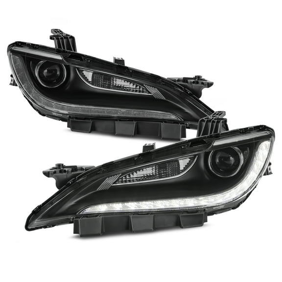 AKKON - Fits 2015-2017 Chrysler 200 [Halogen Type] Projector Chrome Trim Headlights Pair Driver Passenger w/ LED DRL