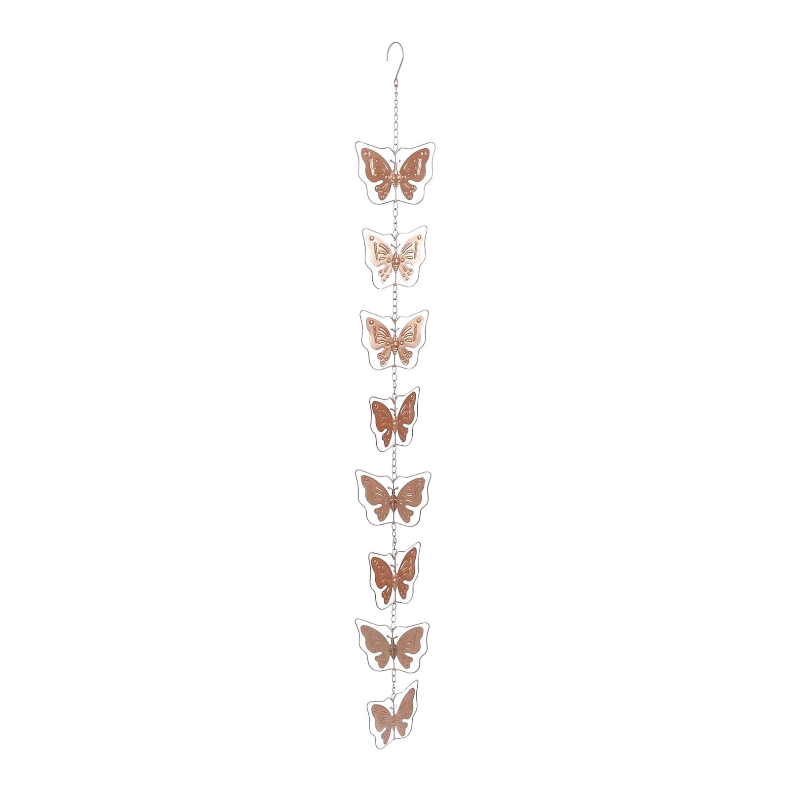 Fufafayo Butterfly Wind Chime, Wrought Iron Rain Chain and Garden Art, Decorative Metal Ornament for Outdoor Patio, Yard or Terrace, Rustic Home Decor